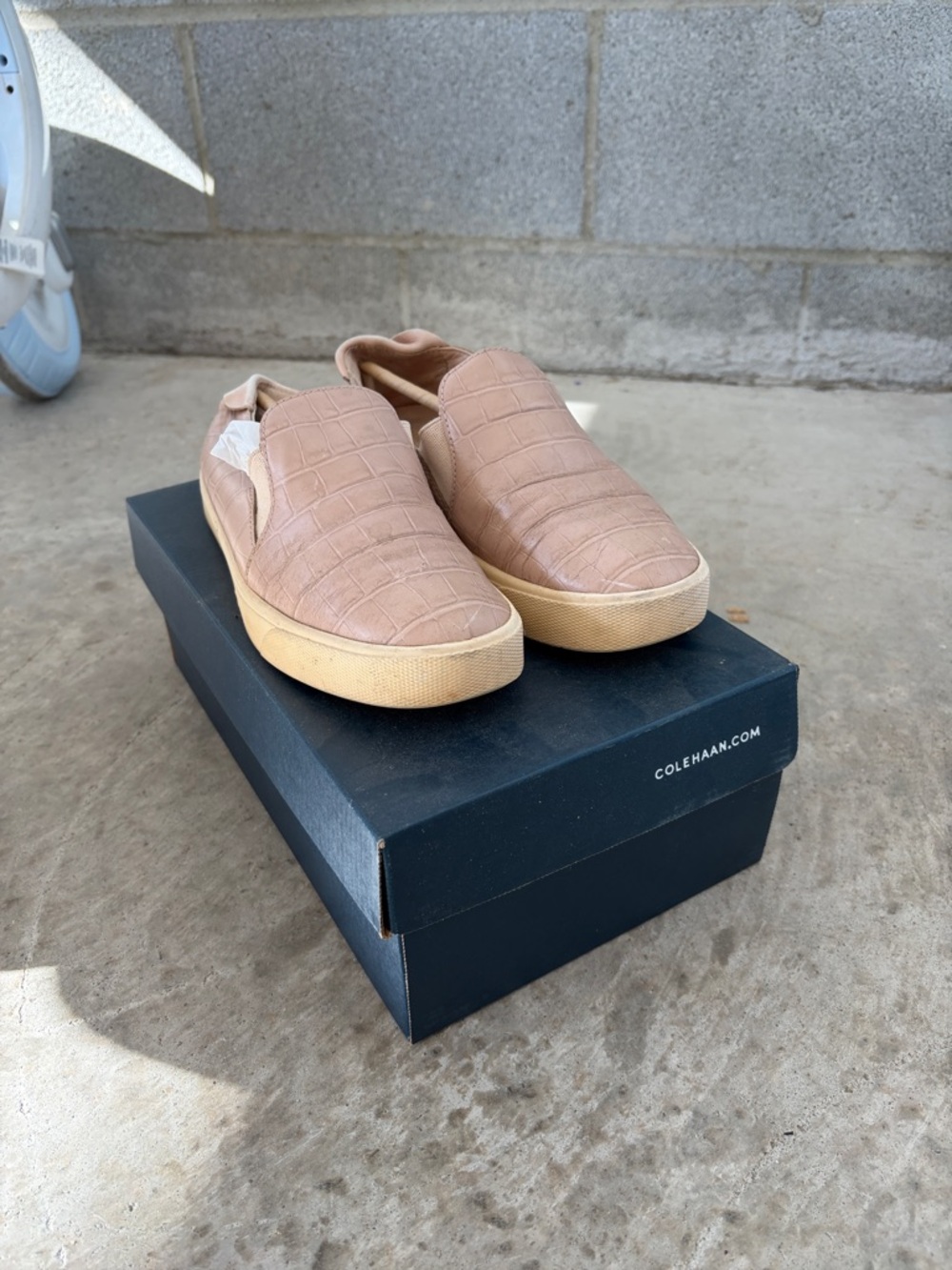 Cole Haan Taupe Croc-Embossed Slip-On Sneakers